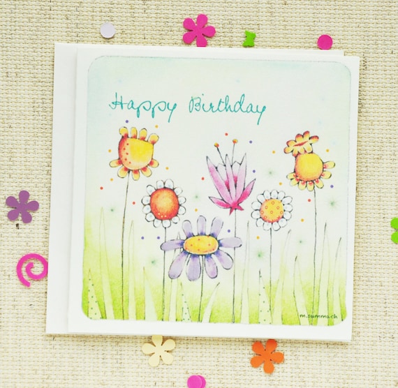 Birthday card Happy Birthday Card Sweet and whimsical