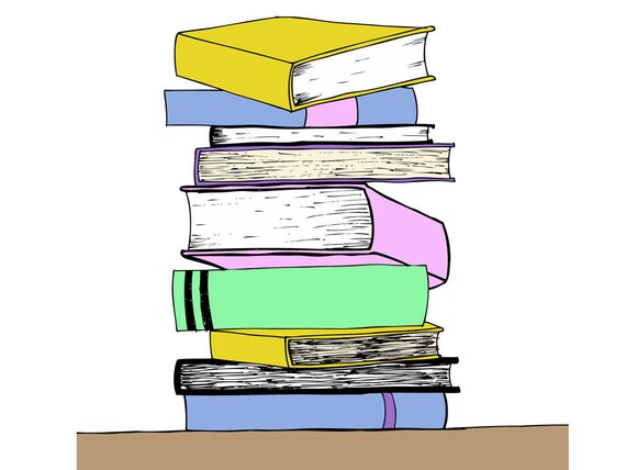 Book Stack Color Print by PaperGirlCompany on Etsy