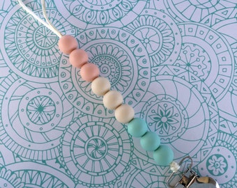 Peachy, Navajo and Mint Silicone Teether Pacifier Clip // Binky Saver // Toy Saver