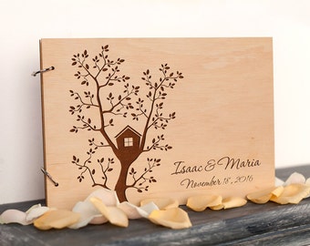 Guest Book Wedding guest book Rustic Guest Book House Guest Book Tree House Custom wedding guestbook Housewarming New Home gift wedding Book