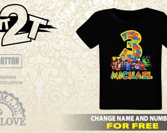 LEGO Avengers birthday shirt, custom toddler shirt, birthday gift, lego birthday shirt Legoland Party t shirt, lego outfit 1124