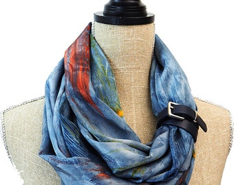 Infinity Scarf, Summer Scarf, Infinity Scarf, Floral Scarf, Grey Scarf, Red Scarf, Light Scarf