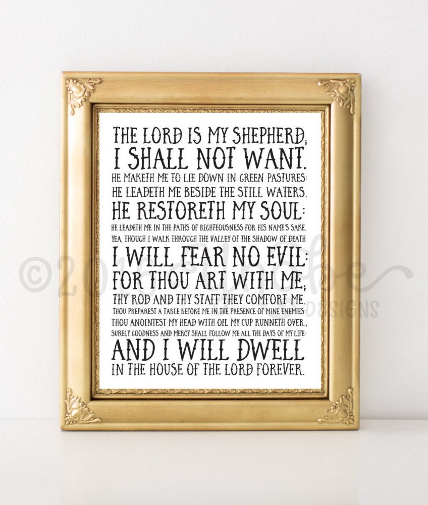 Psalms 23 23rd Psalm Love Printable Wall Art 8x10 5x7