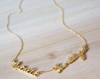 20% OFF Personalized Two Names Necklace - Dainty Names Necklace - Children Names Necklace - Tiny Names Charm - Mother Gift