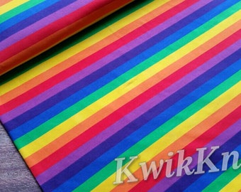 Bright - rainbow - stripes - cotton lycra - stretch - knit fabric - 95/5 - four way - stretch knit - fabric - rainbow fabric