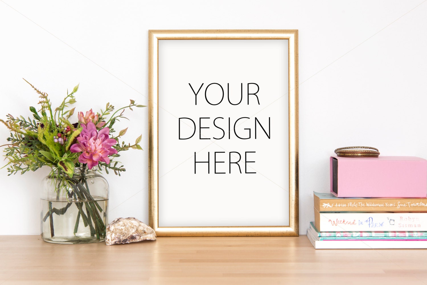 Download Styled gold frame mockup smart object art mockup your art