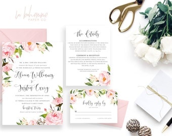 Printable Wedding Invitation Suite / Wedding Invite Set - The In Bloom Suite