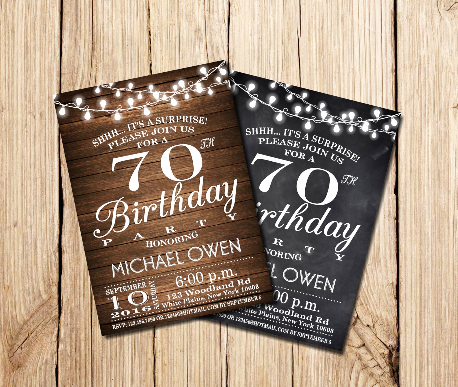 Surprise 70th Birthday Invitation Wooden 70th Birthday