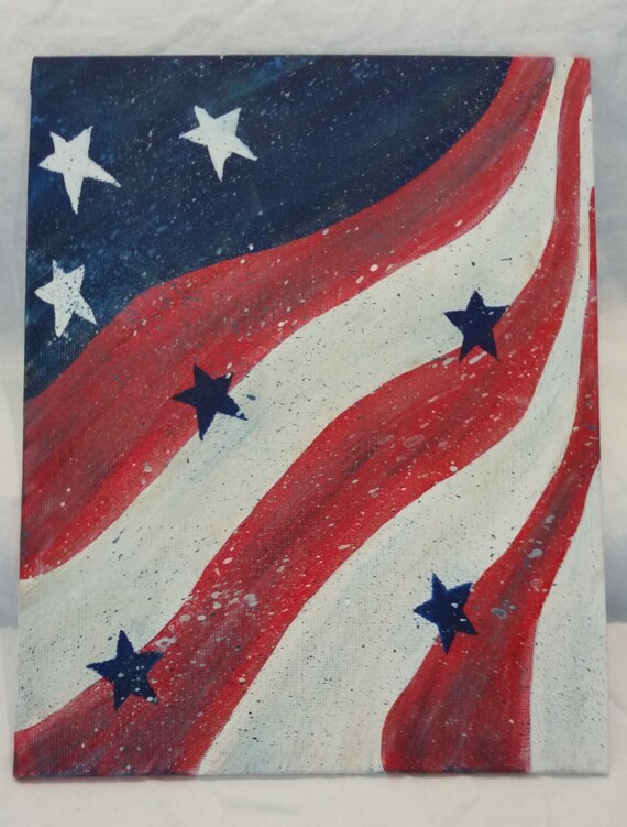 8x10 American Flag Painting on Canvas Board by GoodPlaceCandleCo
