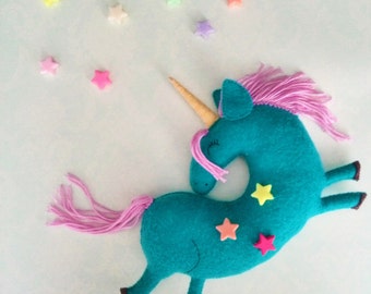 Personalized Baby gift Unicorn Felt animals Felt unicorn toys Unicorn plush Personalized toy Unicorn Sleeping toy Stuffed toy Felt ornaments