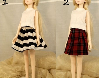 BJD, MSD, Pleated Skirt, strip skirt, plaid skirt, msd outfit, msd skirt.