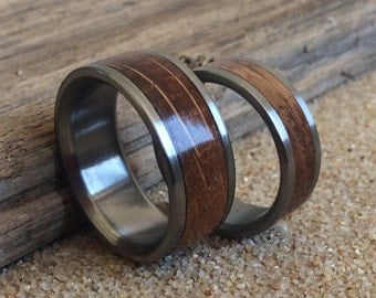 Titanium Rings, Wood Rings, Wedding Rings, Charred Oak Whiskey Barrel Ring, Mens Ring, Womens Ring, Handmade Ring, Mens Wedding Ring