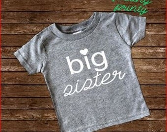 SALE Big Sister Shirt Girls Shirt New Sister grey shirt big sis