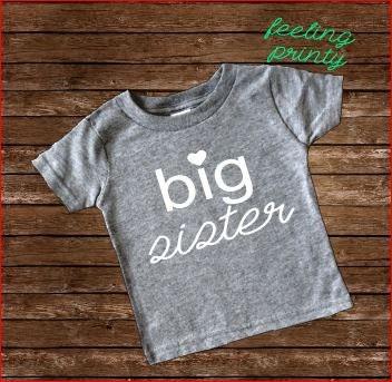 SALE Big Sister Shirt Girls Shirt New Sister grey shirt big