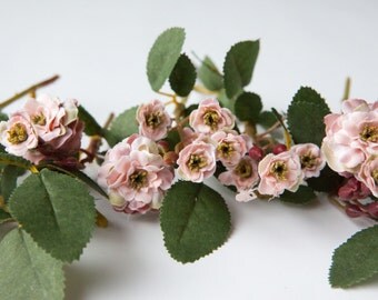 Primroses - 23 Artificial Pompon Roses in Dusty Pink - Silk Flowers, Artificial Flowers - ITEM 051