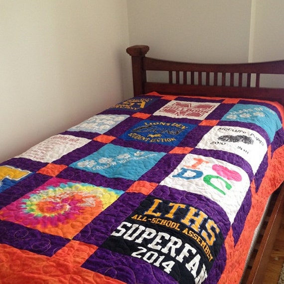 T- shirt Quilt pattern, a twin bed size pattern, a pdf download quilt pattern, memory quilt for ...
