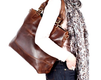 Leather Purse, Brown Distressed Leather Tote