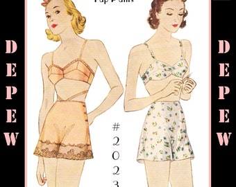 Vintage Sewing Pattern Multi Size Reproduction 1930s Bra and Tap Pants #2023 - INSTANT DOWNLOAD