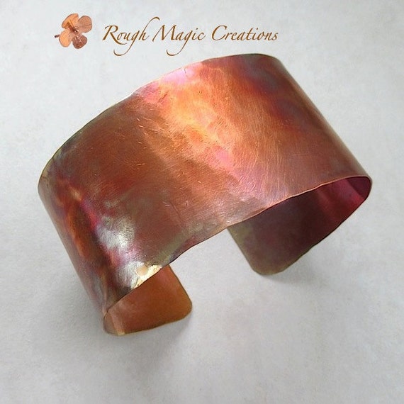 Items similar to Men's Wide Cuff. Rustic Copper Bracelet. Oxidized