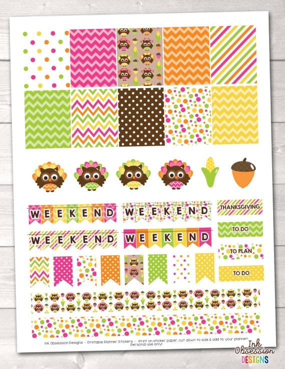 printable thanksgiving owls planner stickers instant