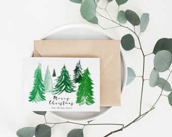 Merry Christmas Cards - Christmas Card Set - Christmas Tree Cards - Modern Holiday Cards - Rustic Greeting Cards - Christmas in July Sale