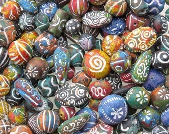 26mm to 10mm Assorted Shapes and Sizes Color Mixed Clay Beads 100 Grams (AS30)