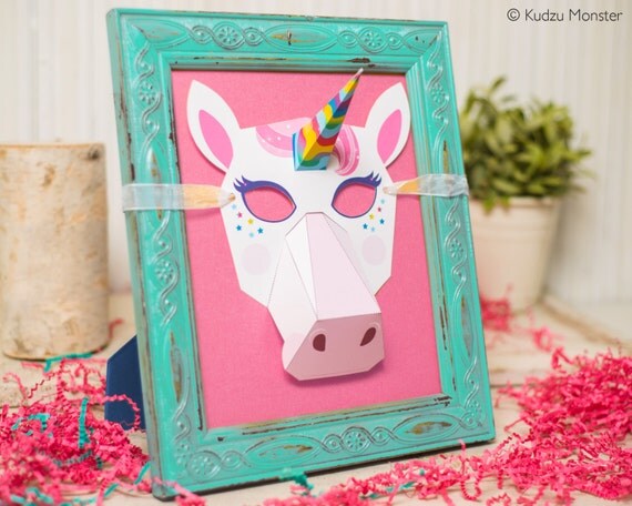 printable unicorn paper mask rainbow unicorn for halloween or
