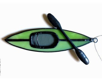 Kayak Stained Glass Sun Catcher Astt color Ornament