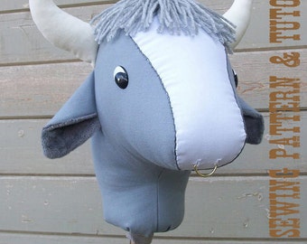 Stick Bull Sewing Pattern and Tutorial Stick Horse Hobby Horse Cow