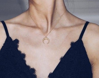 Horn Necklace | Double Horn Necklace | Gold, Rose Gold, Sterling Silver
