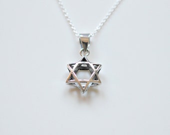 Star of David necklace, sterling silver star, silver magen david, simple judaica jewelry, david star, jewish jewelry, gift for her - Candice