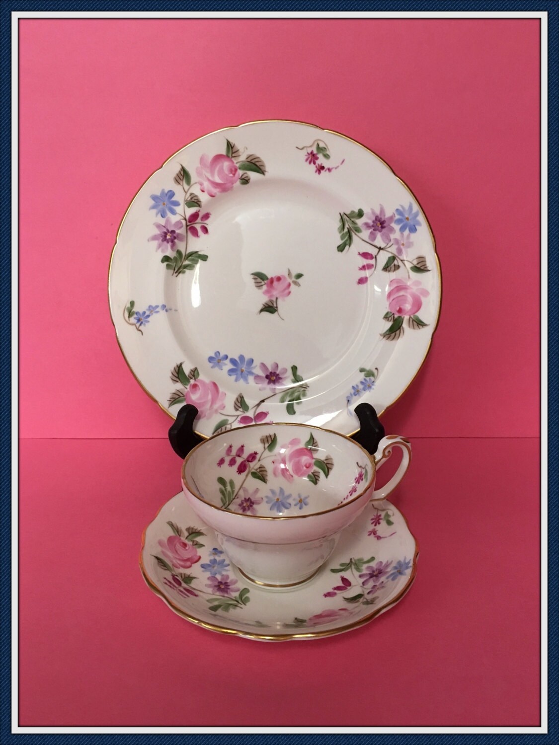 Foley Bone China Tea Cup Set 3 Piece Saucer Plate Pattern