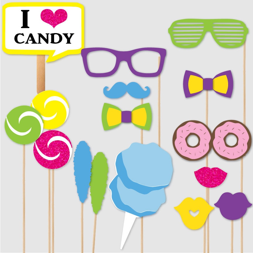 Candy Photo Booth Props for Sweets Themed Birthday Party Pink