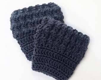 Mountain Tops Boot Cuffs - Womens - Charcoal, Gray - Crochet, FREE SHIPPING
