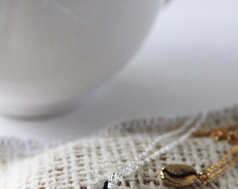 Coffee Bean Necklace in Gold/ Silver. Coffee Necklace. Collarbone Necklace. Cute and Sweet. Gift For Her (PNL- 125)