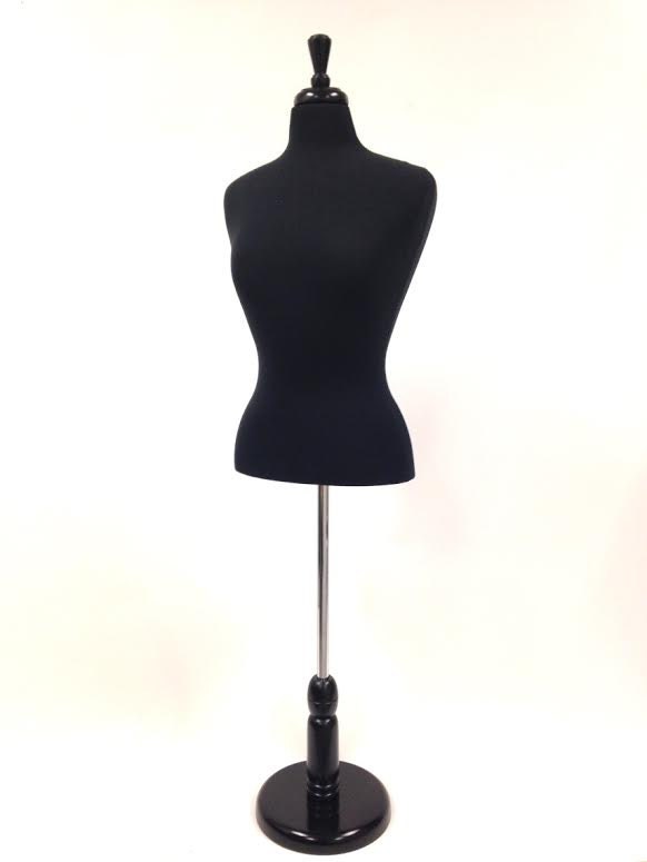 Black Female Dress Form With Black Base Desktop Mannequin