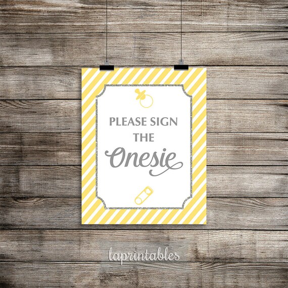 Please Sign The Onesie Sign Yellow Stripe Baby by LAPrintables