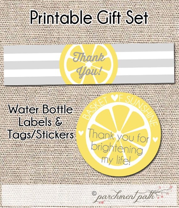 Thank You Printable Set Water Bottle Labels Basket of