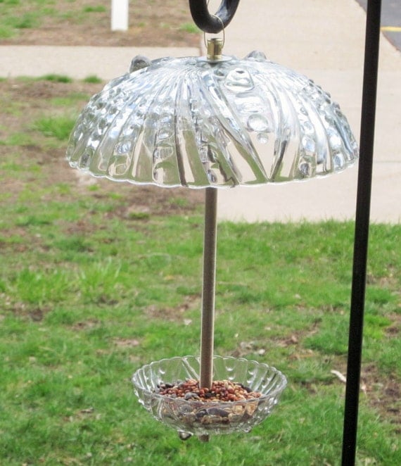 Repurposed crystal glass umbrella Glass by SwansSweetGlassStand