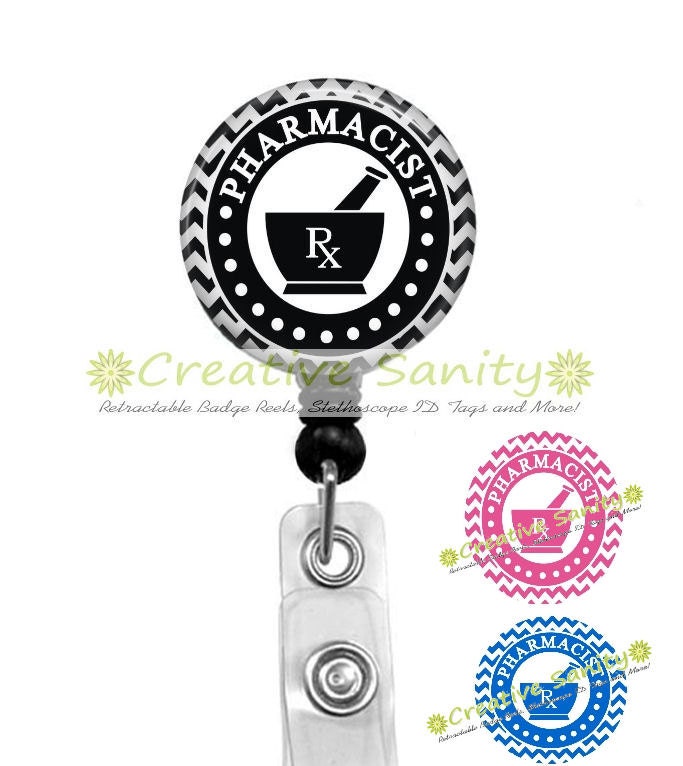 Pharmacist Retractable ID Badge Holder Chevron By