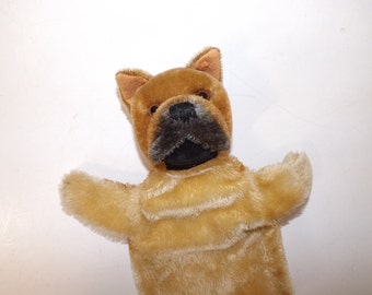 Vintage 1950s Steiff boxer or French bull dog puppet mohair soft toy collectable