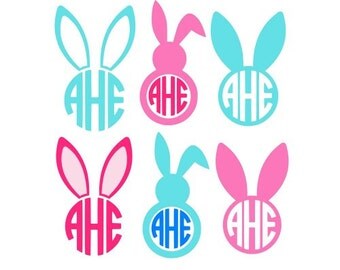 Easter Bunny Svg, Easter Bunny Monogram Svg, Circle Monogram Frames Svg, Cricut Cut Files, Studio Cut Files