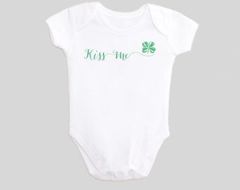 Kiss Me Shamrock Shirt Irish Baby Outfit My First St. Patrick's Day Baby Outfit Irish Four Leaf Clover My 1st St Patricks Bodysuit One Piece