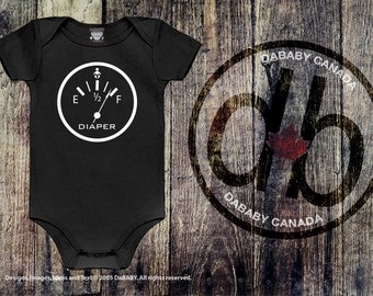 Funny Baby Shower gift, Funny Baby Onesie, Diaper Full Gauge Bodysuit, Black Onesie, Take Home Hospital Newborn Baby Shower Gift