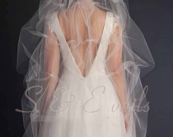 FINGERTIP Veil with pearls, beads and crystals, bridal veil, wedding veil, ivory, diamond white, champagne, blush color