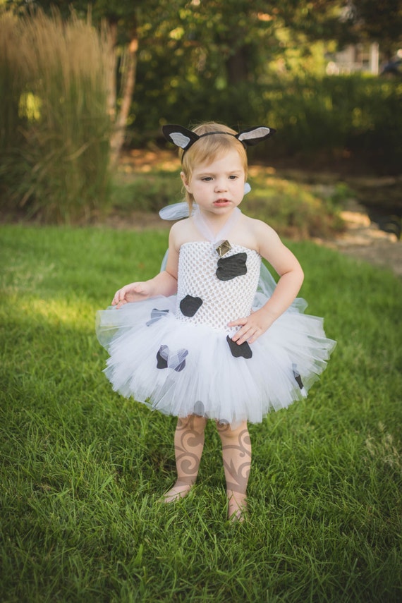 Girls Cow Tutu Dress Costume Black White Print Halloween Outfit Baby Girl Newborn 3 6 9 12 18 24 Months 3T 4T 5 6 7 8 10 12 Toddler