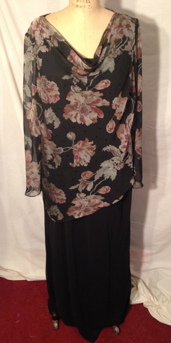 Vintage Studio 1 Two Piece Black Dress and Floral Over Blouse NWT Size 18 D80
