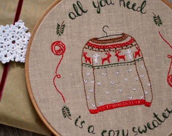 DIY, Hand embroidery patterns, Hygge, Christmas sweater, Christmas diy, Christmas hoop art, christmas embroidery by NaiveNeedle