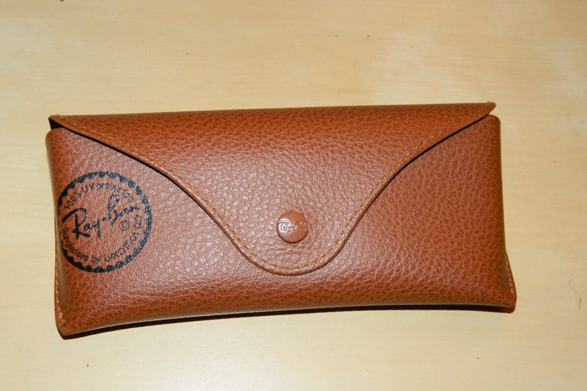 Vtg Ray Ban Brown Leather Soft Shell Sunglass Case Accessories