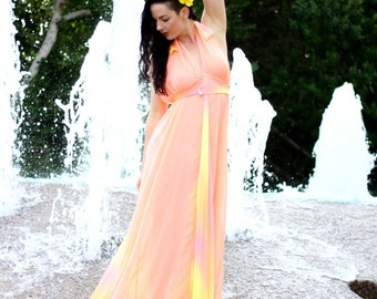 Creamsicle Maxi Dress/ Peach Maxi Dress/ Long Dress/ Orange Dress/ Salmon Dress/ Custom Dress/ Maxi Dress/ Sunshine Dress